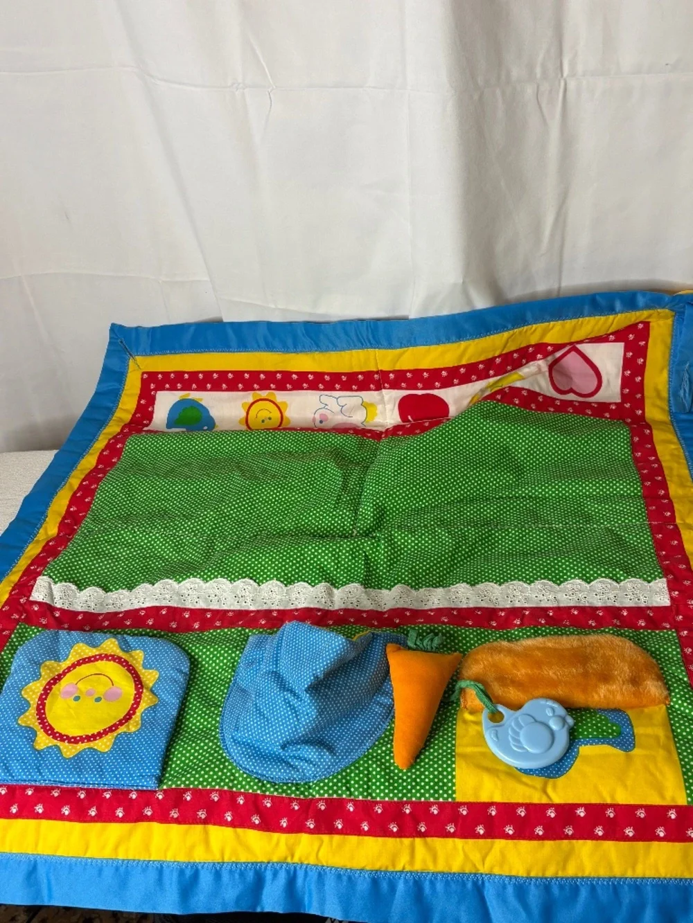 Vintage 1985 Playskool Fold N Go Activity Quilt Mat Baby Toddler Toy 1980s